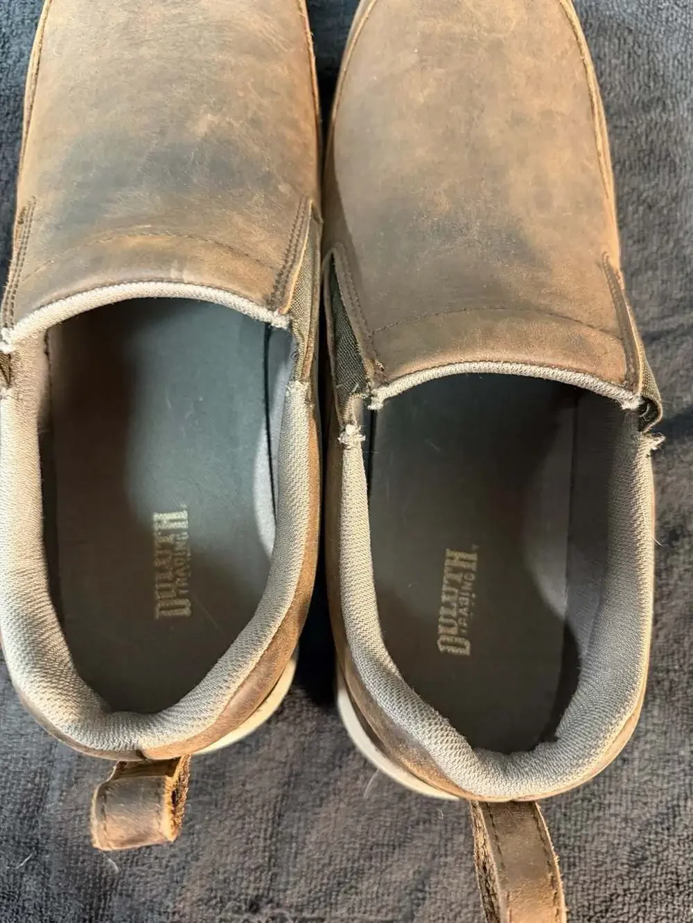 Size 14 Duluth Trading Co. Men's Leather Slip-On Shoes Brown.